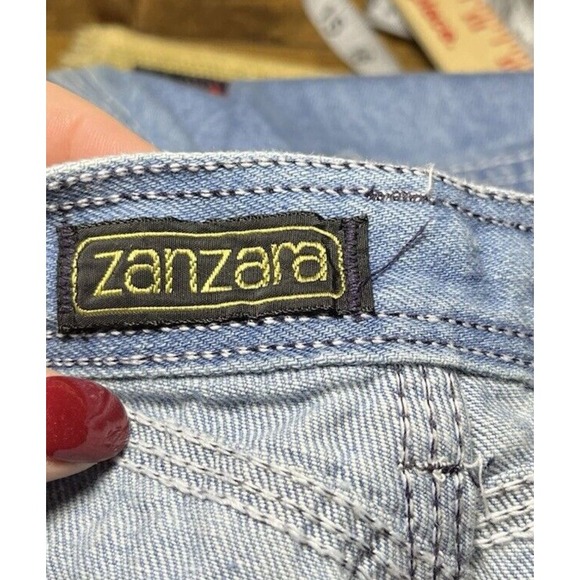 Vintage Zanzara Blue High Rise Flare Leg Jeans Size 6 80'S Hippy Western 25X32 - Picture 12 of 13